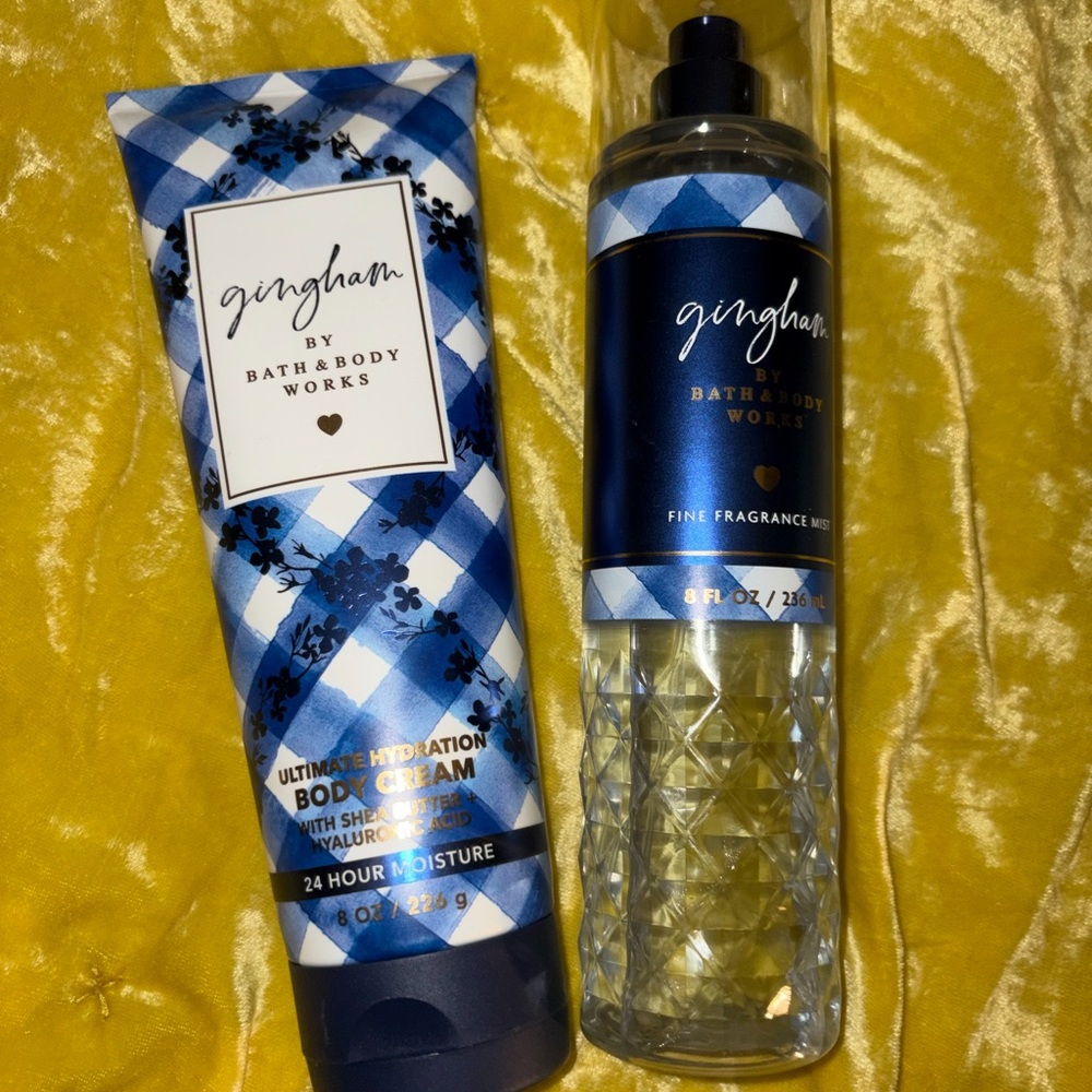 Bath & Body Works Gingham Blue & White Body Cream and Mist